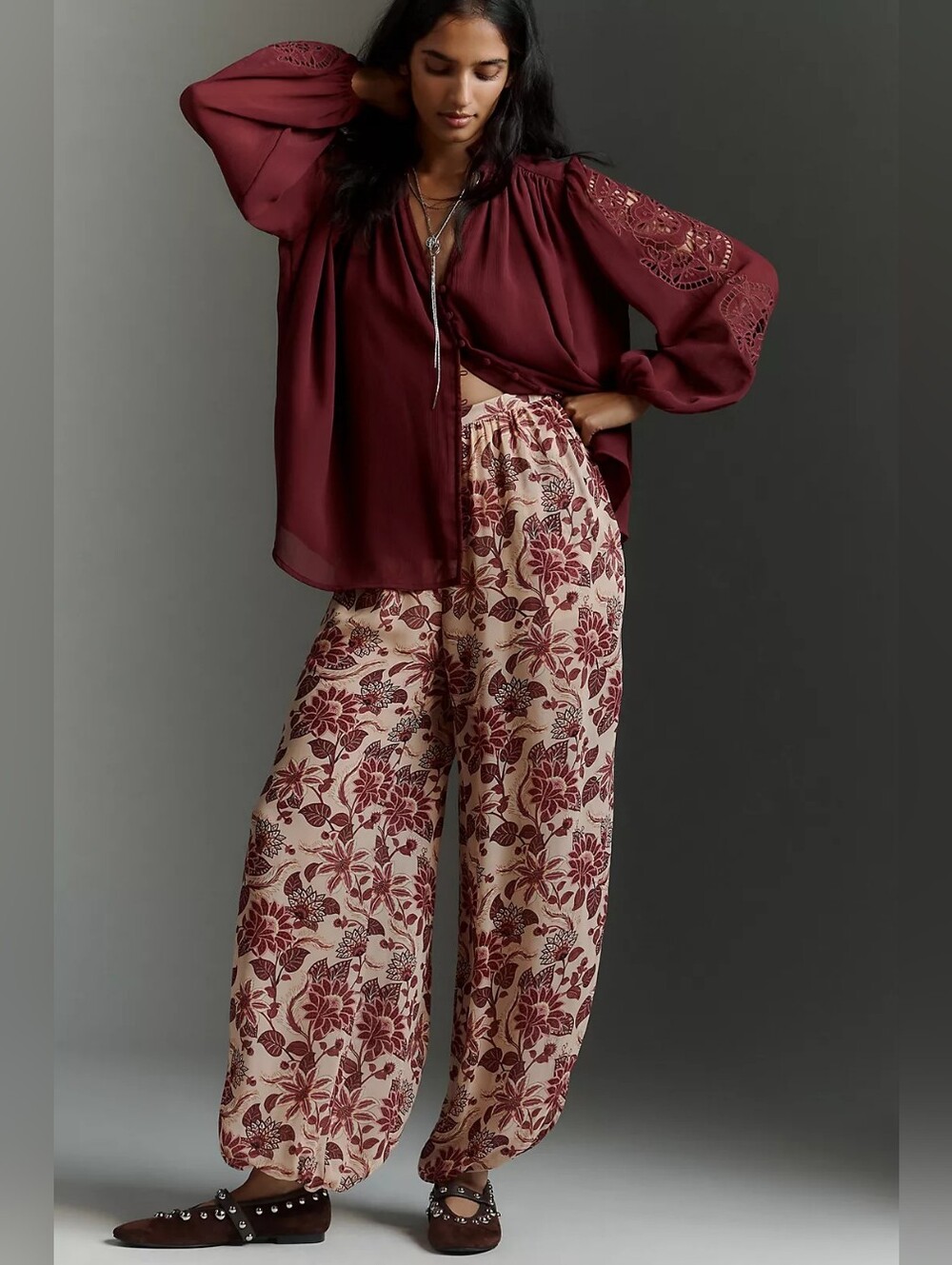 FARM Rio Floral Balloon Pants | Boho Wide Leg Lounge Trousers - Picture 4 of 7